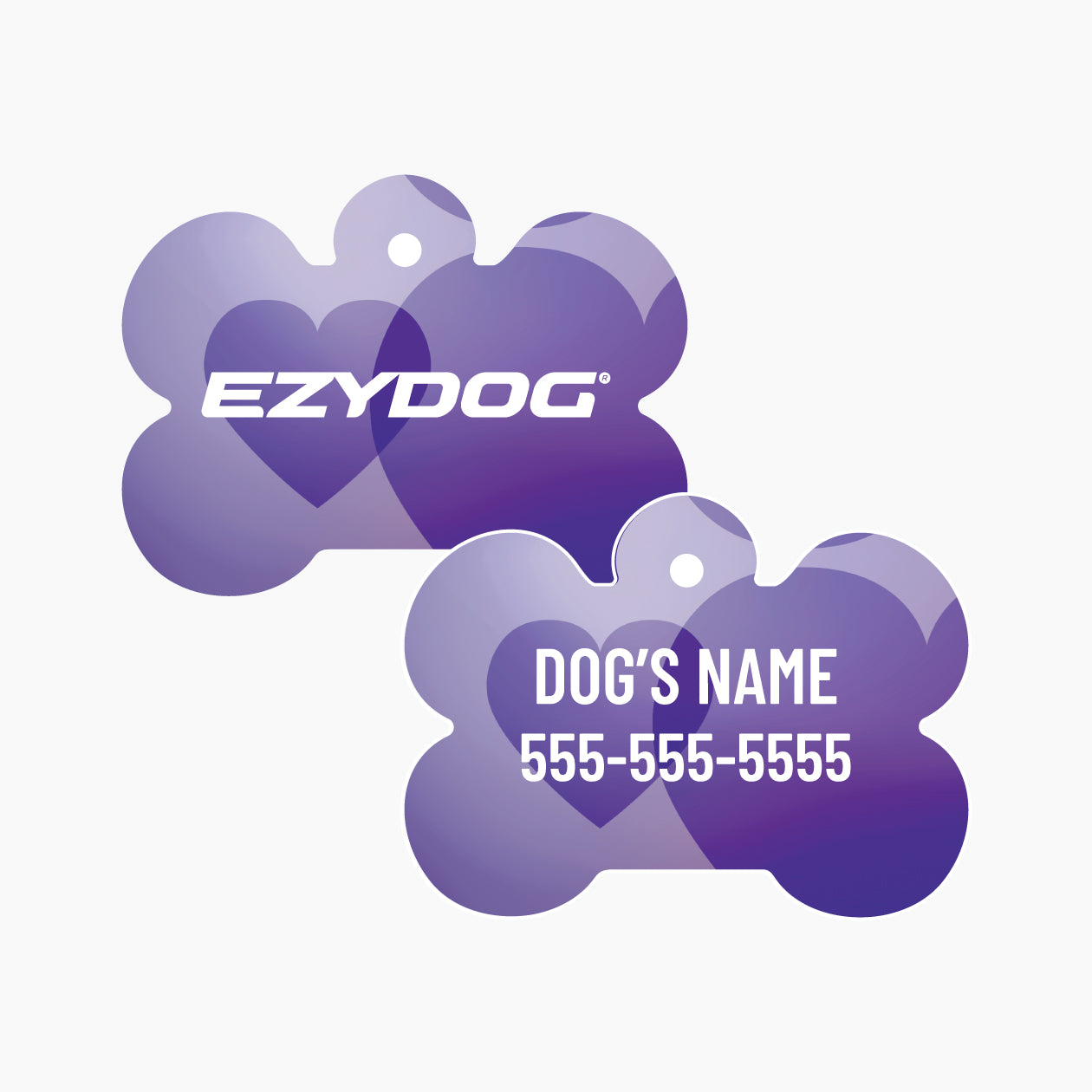 Bone ID Tag purple hearts