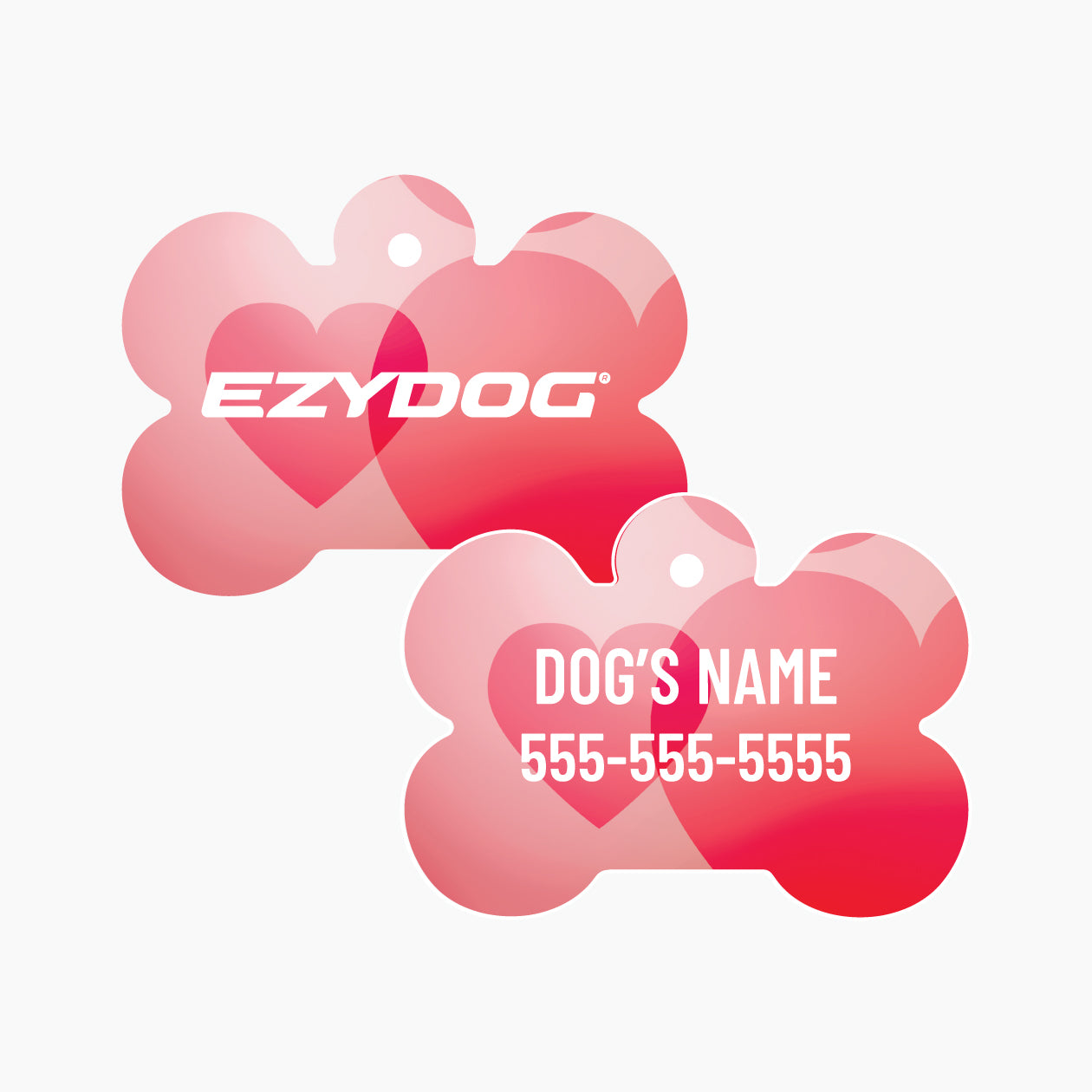 Bone ID Tag pink hearts