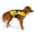 Dog wearing Yellow DFD X2 Boost Life Jacket