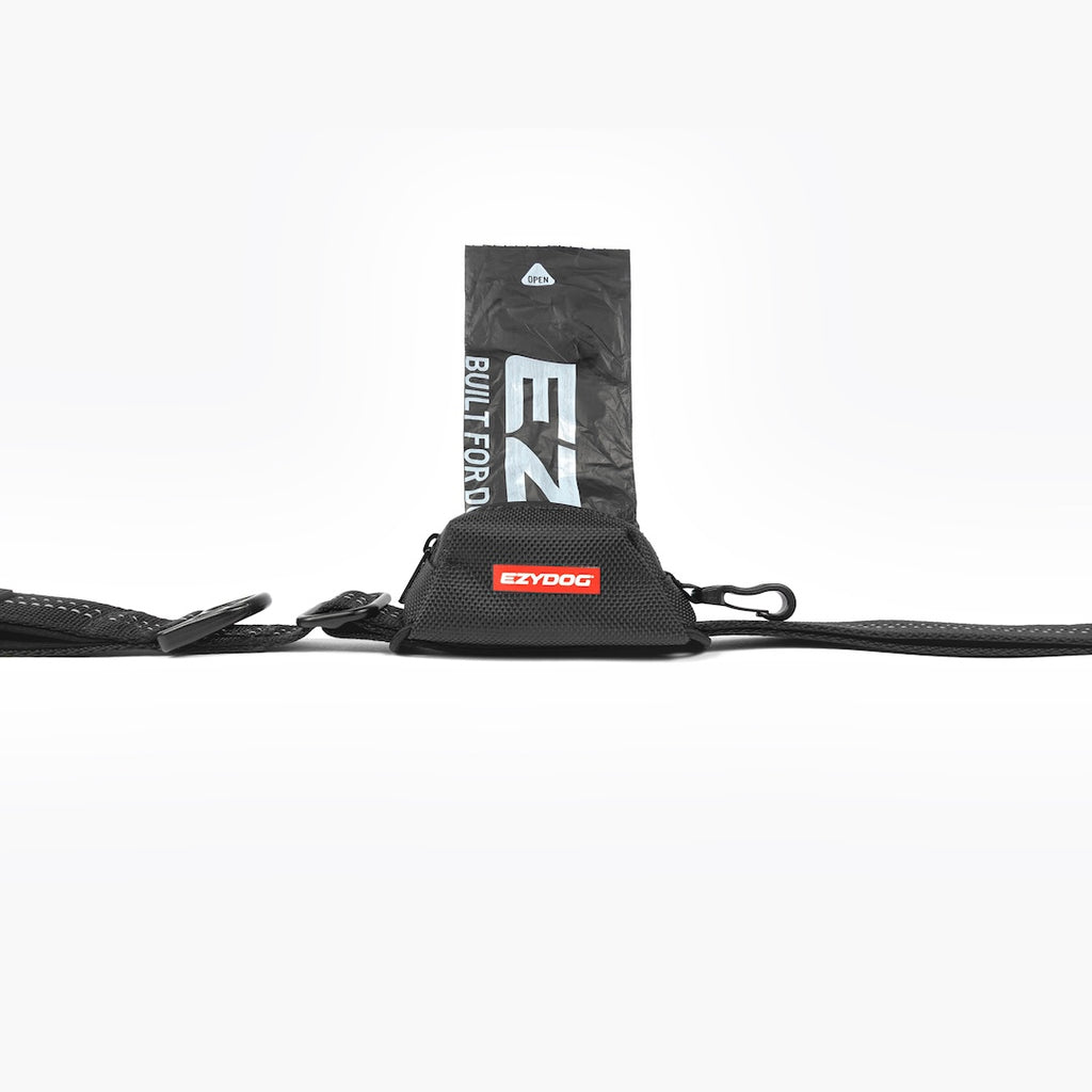 EzyDog Essential Poop Bag Holder attached to a dog leash
