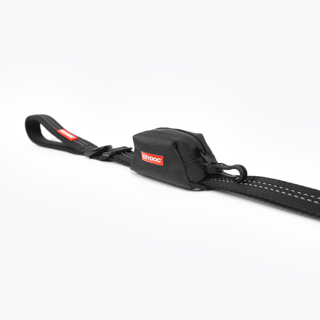 EzyDog Essential Poop Bag Holder attached to a dog leash