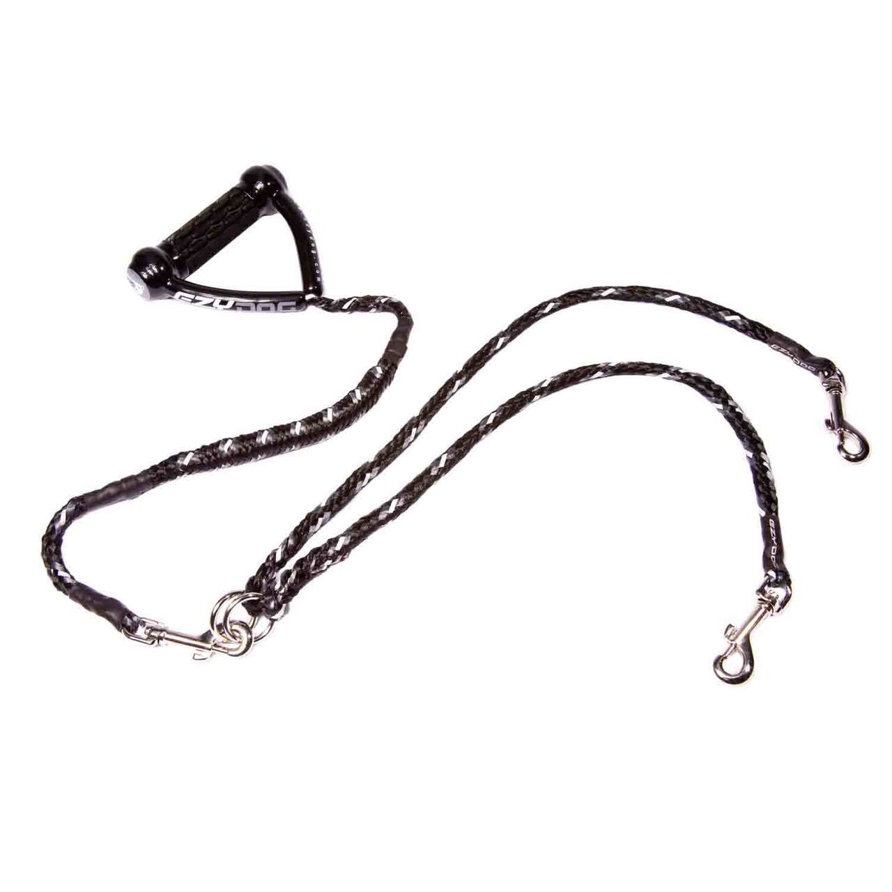 two dog leash in black