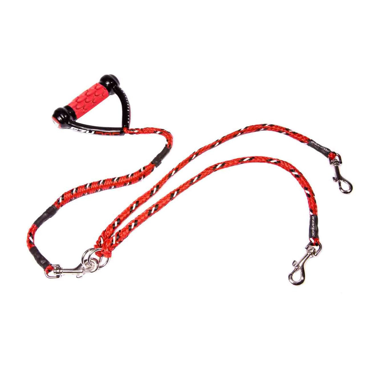 two dog leash in red