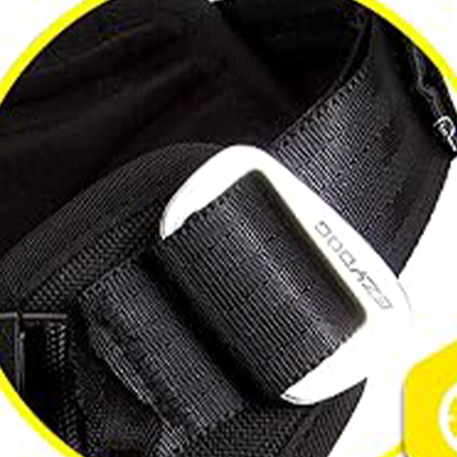 Black belt with a silver buckle on a white background