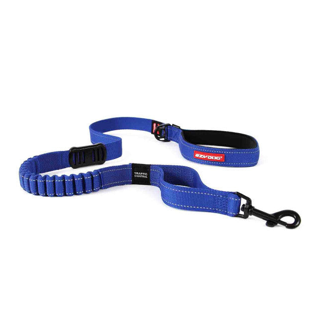 A blue Ezydog Zero Shock Dog Leash 48"